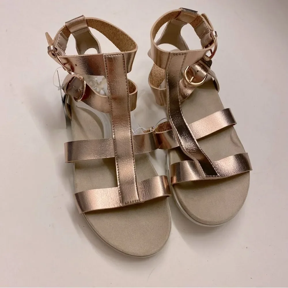 Cat & Jack Girls' Ellie Gladiator Sandals rose, gold metallic big girls size 4
